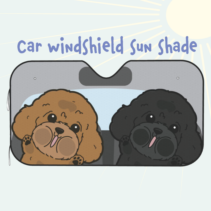 Poodle Car Windshield Sun Shade, Cute Dog UV Protector, Pet Auto Sunshade - Pawsome Island - Pawsome Island