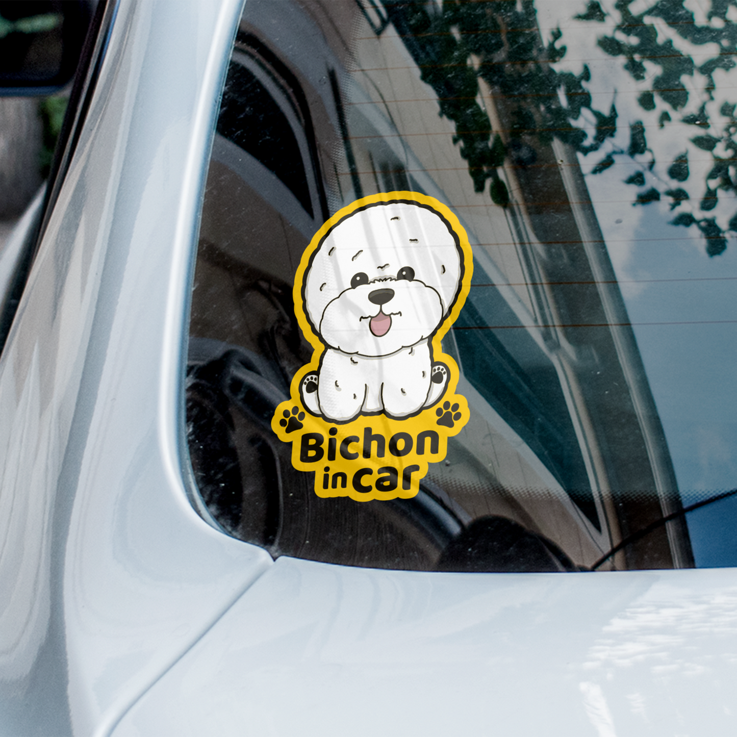 Bichon in car 比熊汽車貼紙（車內反貼）