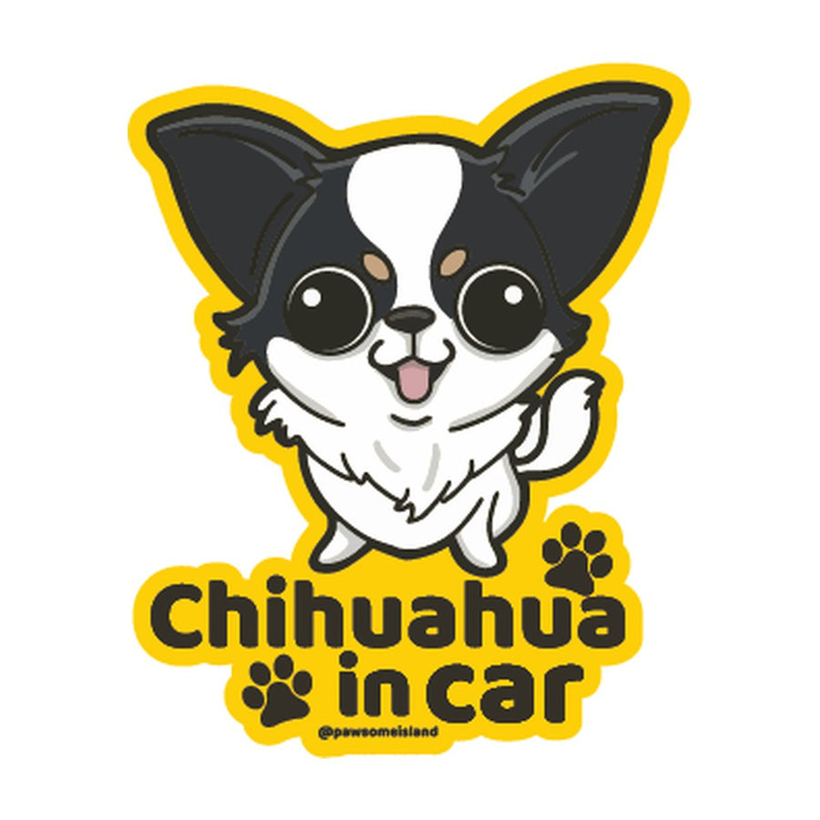 Chihuahua カーステッカー (車内用) | 糊残りしない静電吸着 (15cm) - Pawsome Island