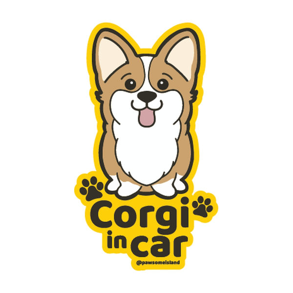 Corgi カーステッカー (車内用) | 糊残りしない静電吸着 (15cm)