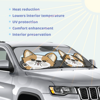 Corgi Car Windshield Sun Shade, Cute Dog UV Protector, Pet Auto Sunshade - Pawsome Island - Pawsome Island