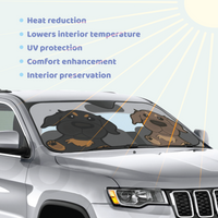 Dachshund Car Windshield Sun Shade, Cute Dog UV Protector, Pet Auto Sunshade - Pawsome Island - Pawsome Island