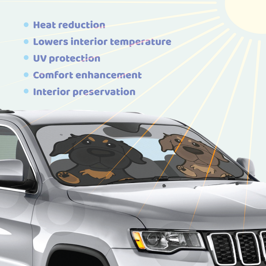 Dachshund Car Windshield Sun Shade, Cute Dog UV Protector, Pet Auto Sunshade - Pawsome Island - Pawsome Island
