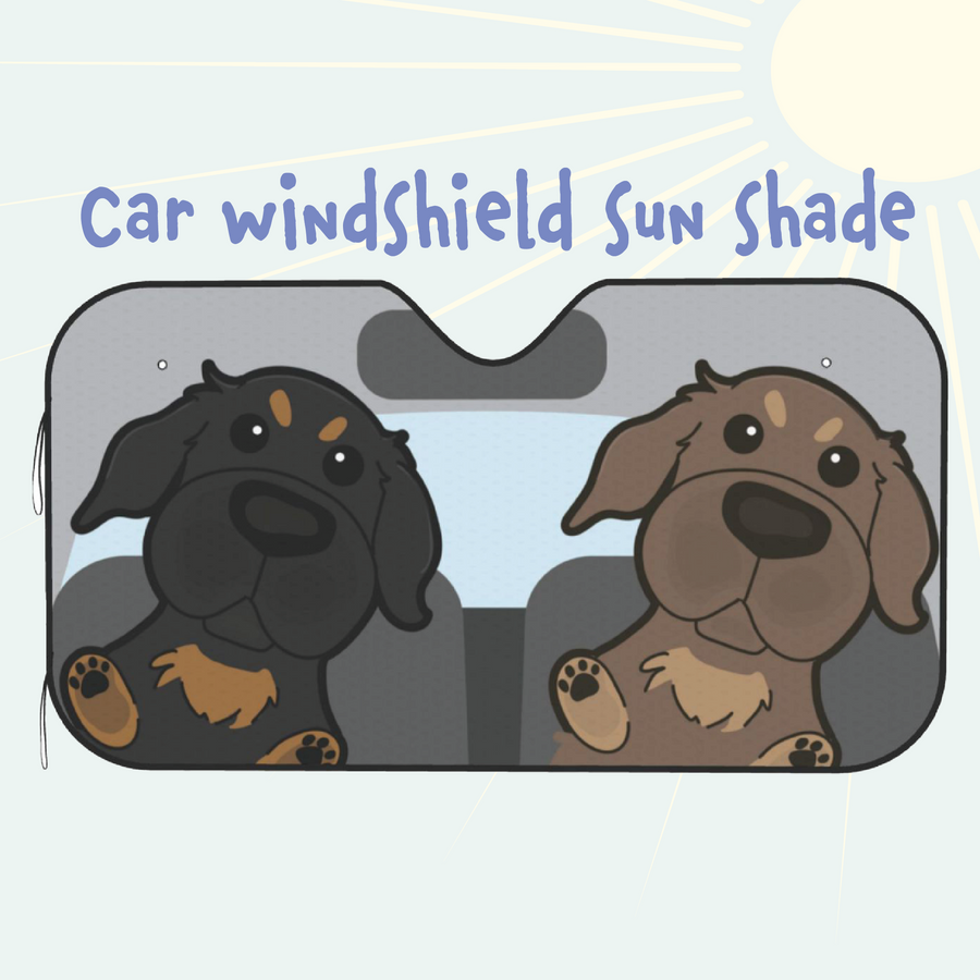 Dachshund Car Windshield Sun Shade, Cute Dog UV Protector, Pet Auto Sunshade - Pawsome Island - Pawsome Island