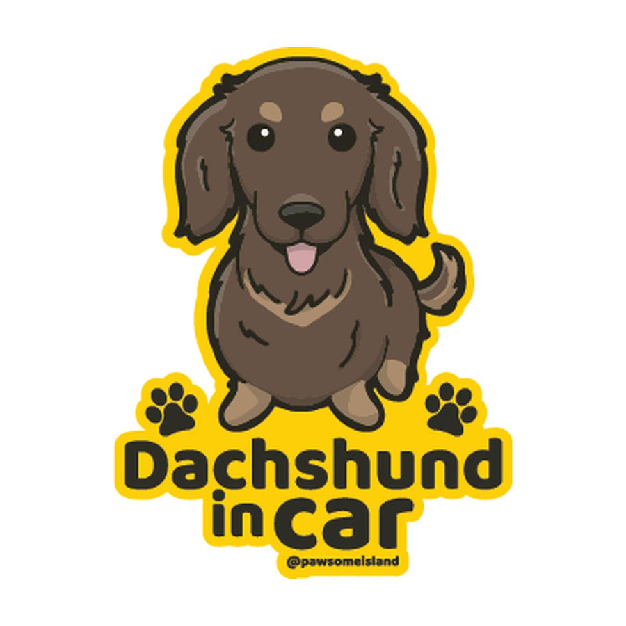 Dachshund カーステッカー (車内用) | 糊残りしない静電吸着 (15cm) - Pawsome Island
