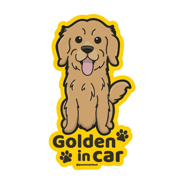 Golden Retriever カーステッカー (車内用) | 糊残りしない静電吸着 (15cm)
