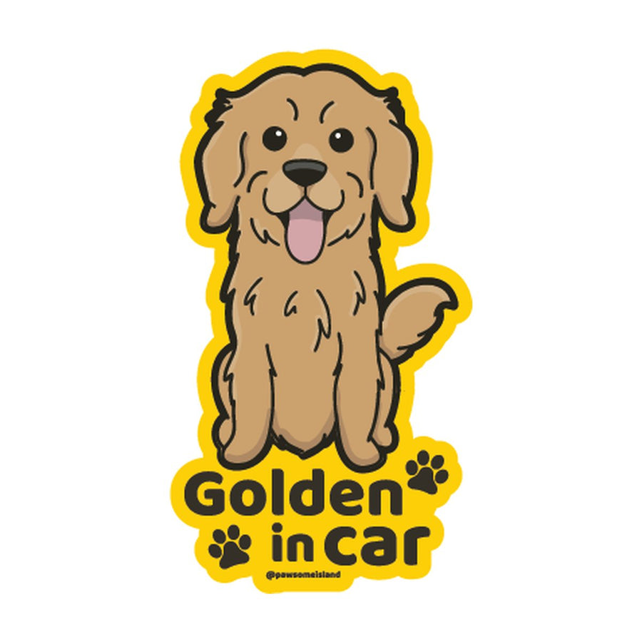 Golden Retriever カーステッカー (車内用) | 糊残りしない静電吸着 (15cm) - Pawsome Island