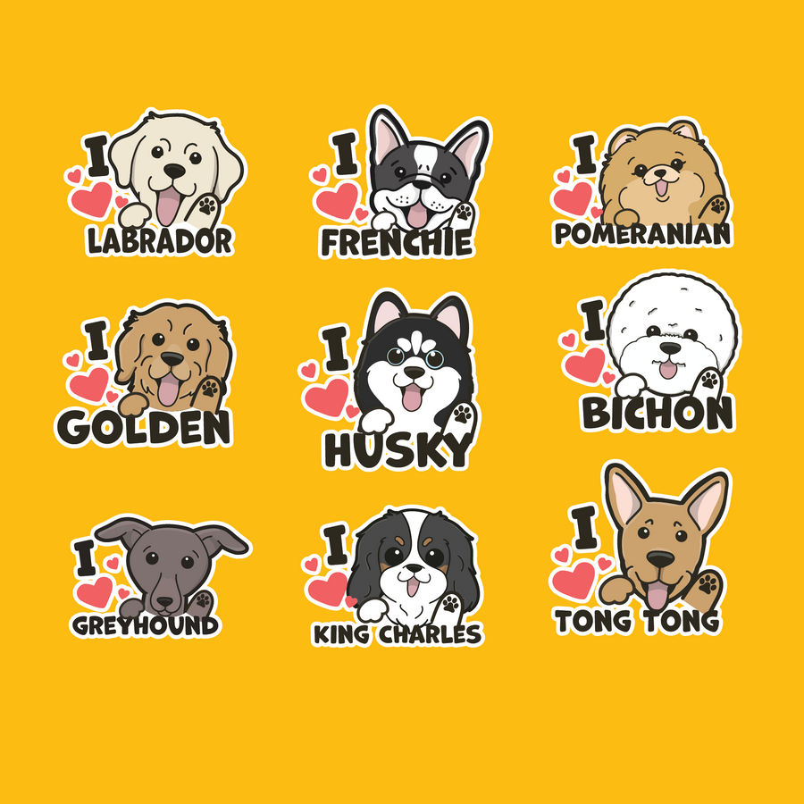 I Love Pets Die-Cut Acrylic Sign - Adorable Dog Breed Designs - Pawsome Island - Pawsome Island