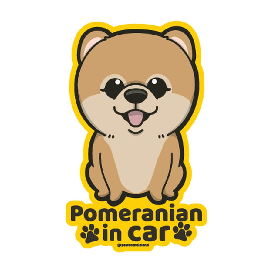 Pomeranian カーステッカー (車内用) | 糊残りしない静電吸着 (15cm) - Pawsome Island