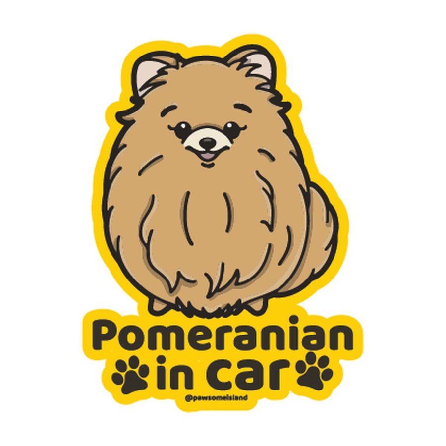 Pomeranian カーステッカー (車内用) | 糊残りしない静電吸着 (15cm) - Pawsome Island