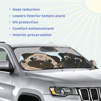 Pug Car Windshield Sun Shade, Cute Dog UV Protector, Pet Auto Sunshade - Pawsome Island - Pawsome Island