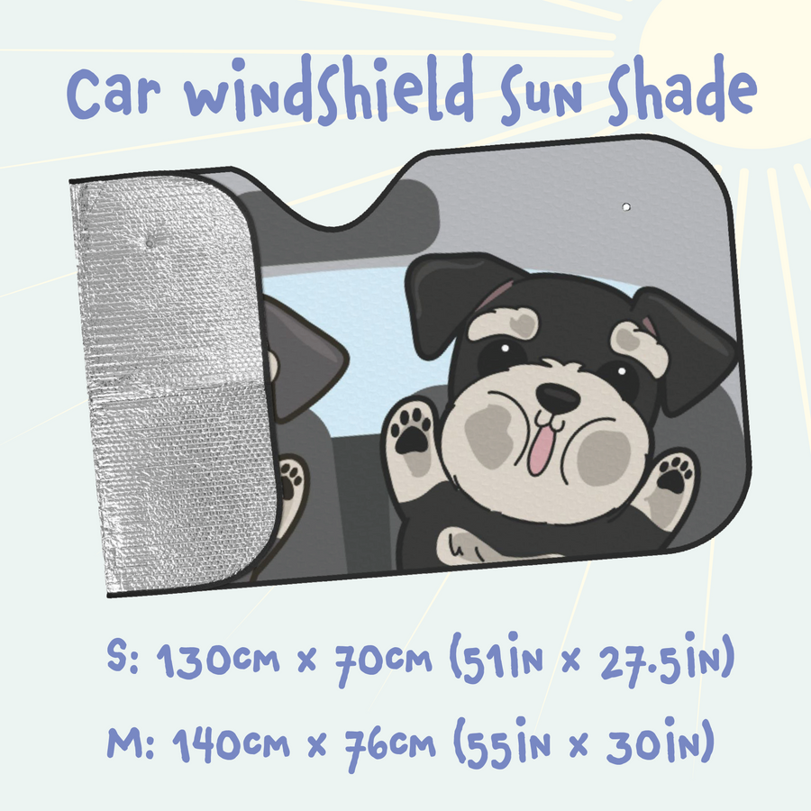 Schnauzer Car Windshield Sun Shade, Cute Dog UV Protector, Pet Auto Sunshade - Pawsome Island - Pawsome Island