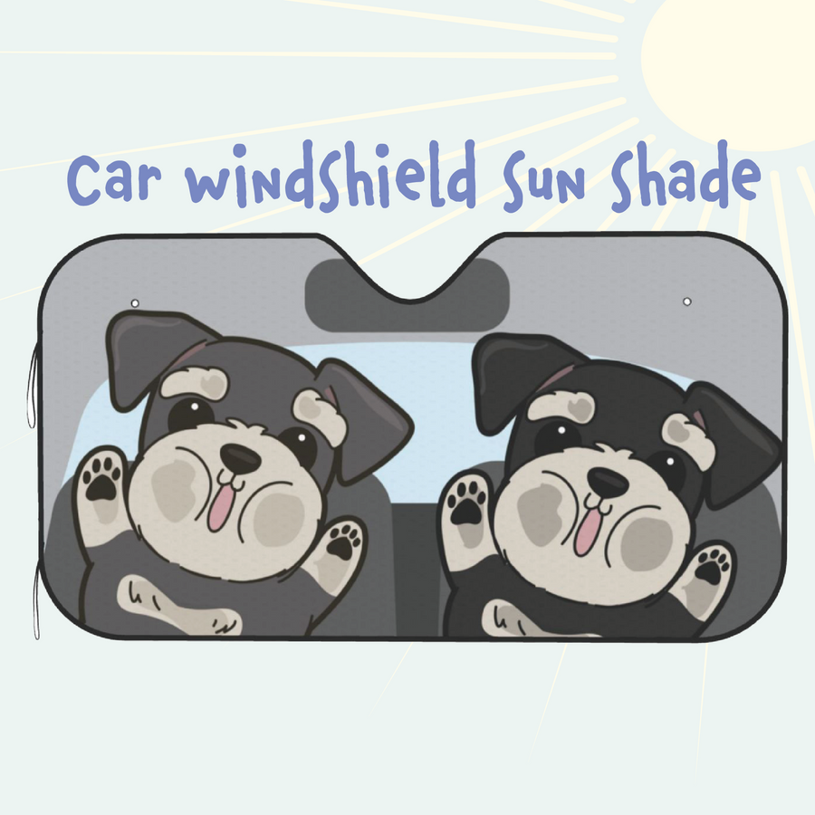 Schnauzer Car Windshield Sun Shade, Cute Dog UV Protector, Pet Auto Sunshade - Pawsome Island - Pawsome Island