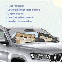 Shiba Inu Car Windshield Sun Shade, Cute Dog UV Protector, Pet Auto Sunshade - Pawsome Island - Pawsome Island