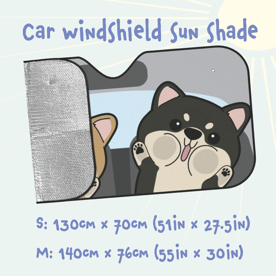 Shiba Inu Car Windshield Sun Shade, Cute Dog UV Protector, Pet Auto Sunshade - Pawsome Island - Pawsome Island