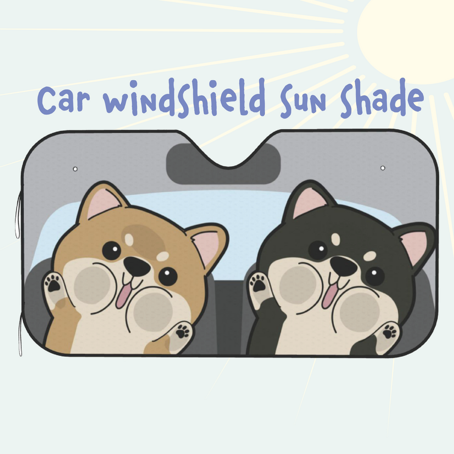 Shiba Inu Car Windshield Sun Shade, Cute Dog UV Protector, Pet Auto Sunshade - Pawsome Island - Pawsome Island