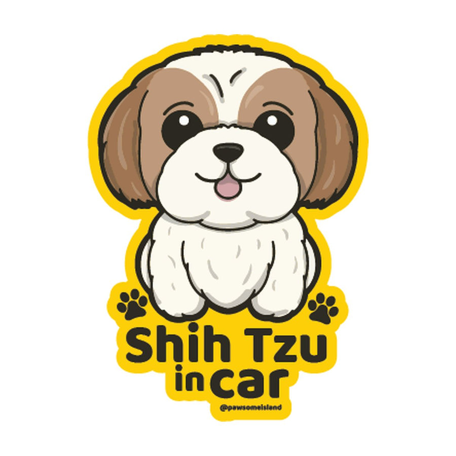 Shih Tzu カーステッカー (車内用) | 糊残りしない静電吸着 (15cm) - Pawsome Island