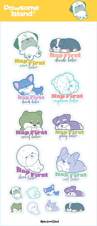 Cute Dog Sticker Sheet | Waterproof Pug Decals - Pawsome Island - Pawsome Island