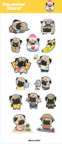 Cute Pug Dog Stickers for Laptop and Water Bottle - Pawsome Island - Pawsome Island