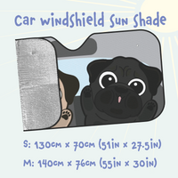 Pug Car Windshield Sun Shade, Cute Dog UV Protector, Pet Auto Sunshade - Pawsome Island - Pawsome Island
