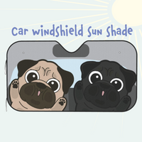 Pug Car Windshield Sun Shade, Cute Dog UV Protector, Pet Auto Sunshade - Pawsome Island - Pawsome Island