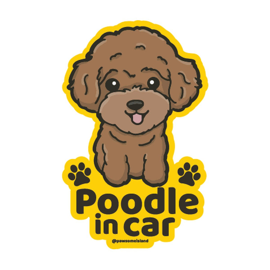 Toy Poodle カーステッカー (車内用) | 糊残りしない静電吸着 (15cm) - Pawsome Island