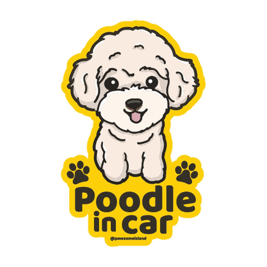 Toy Poodle カーステッカー (車内用) | 糊残りしない静電吸着 (15cm) - Pawsome Island