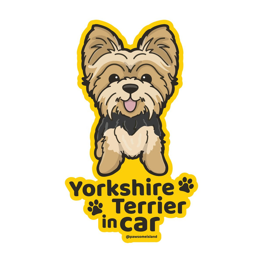 Yorkshire Terrier カーステッカー (車内用) | 糊残りしない静電吸着 (15cm) - Pawsome Island