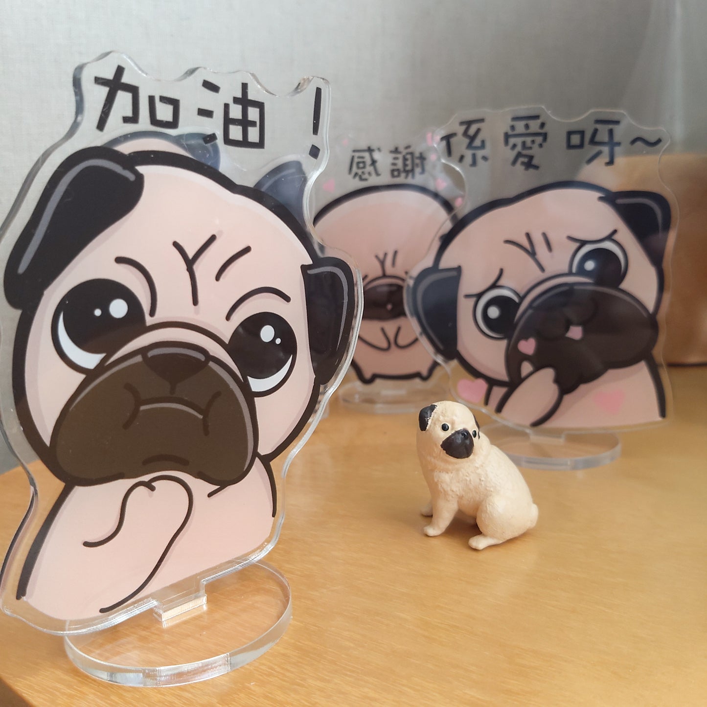 Caution: slippery, Mike the puggy double-sided message stand