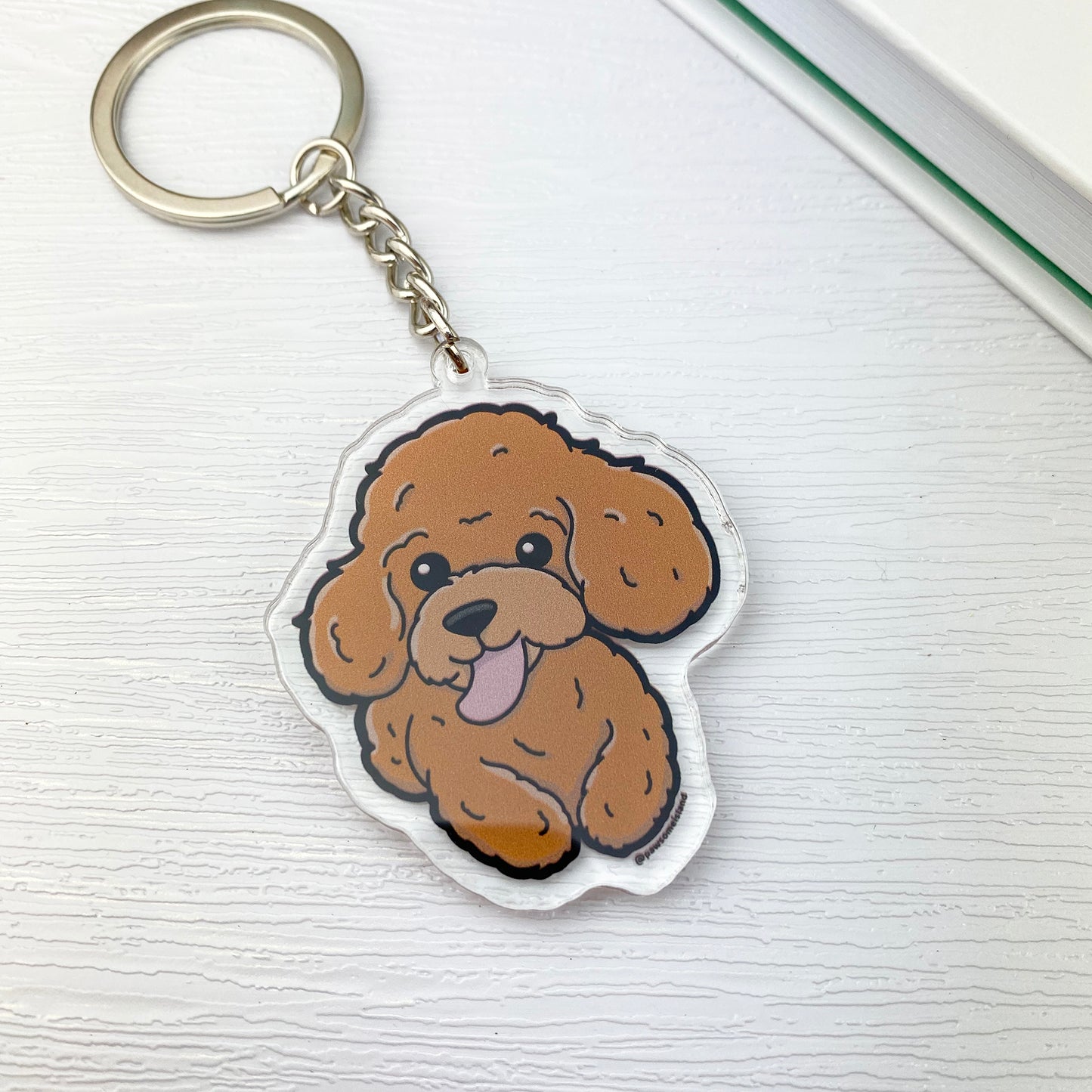 Poodle poodle double-sided keychain pendant crawling on the floor