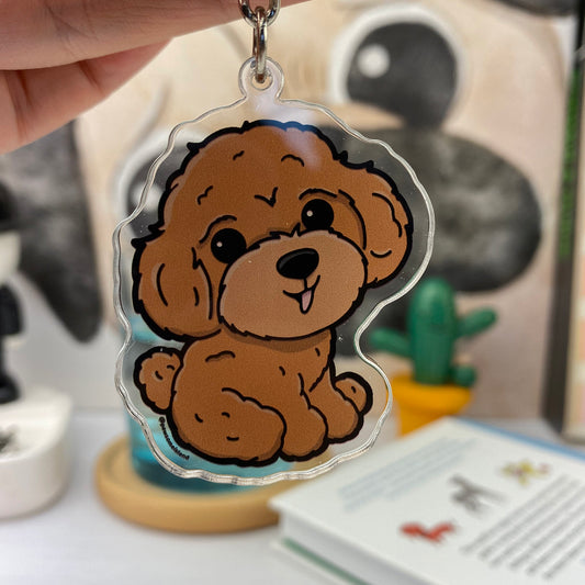 Poodle poodle double-sided keychain pendant Am I cute