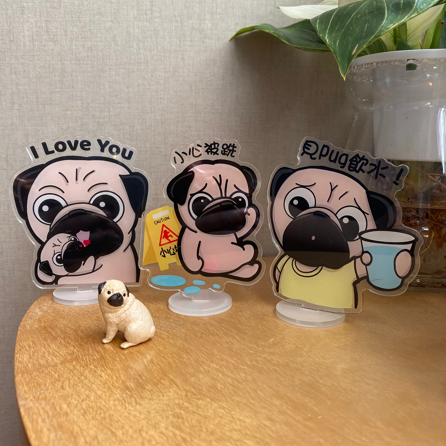 Drink more water, Mike the puggy double-sided message stand