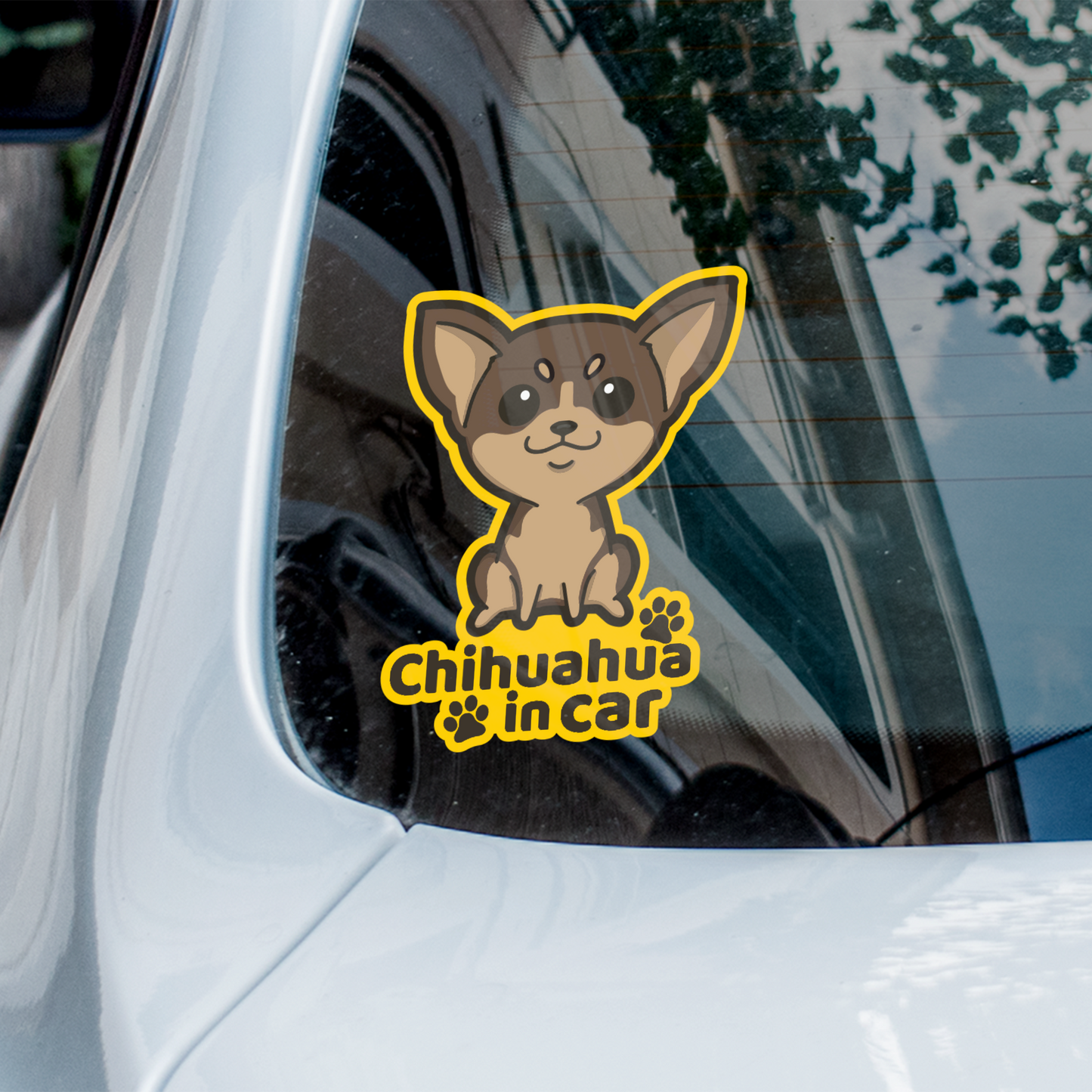 Chihuahua Car Sticker, Chihuahua Cute Dog Vinyl Sticker, Sticks On The Inside Facing Out