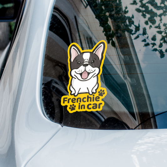 Frenchie in car 法虎汽車貼紙（車內反貼）