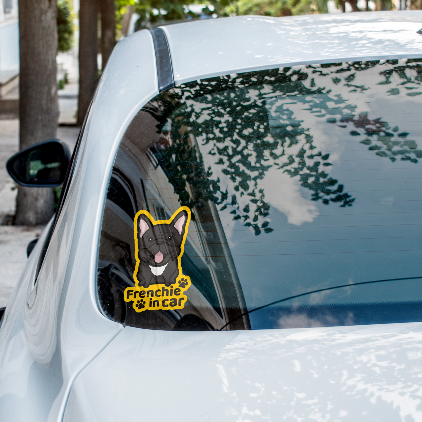 Frenchie Car Sticker, Frenchie Cute Dog Vinyl Sticker, Sticks On The Inside Facing Out