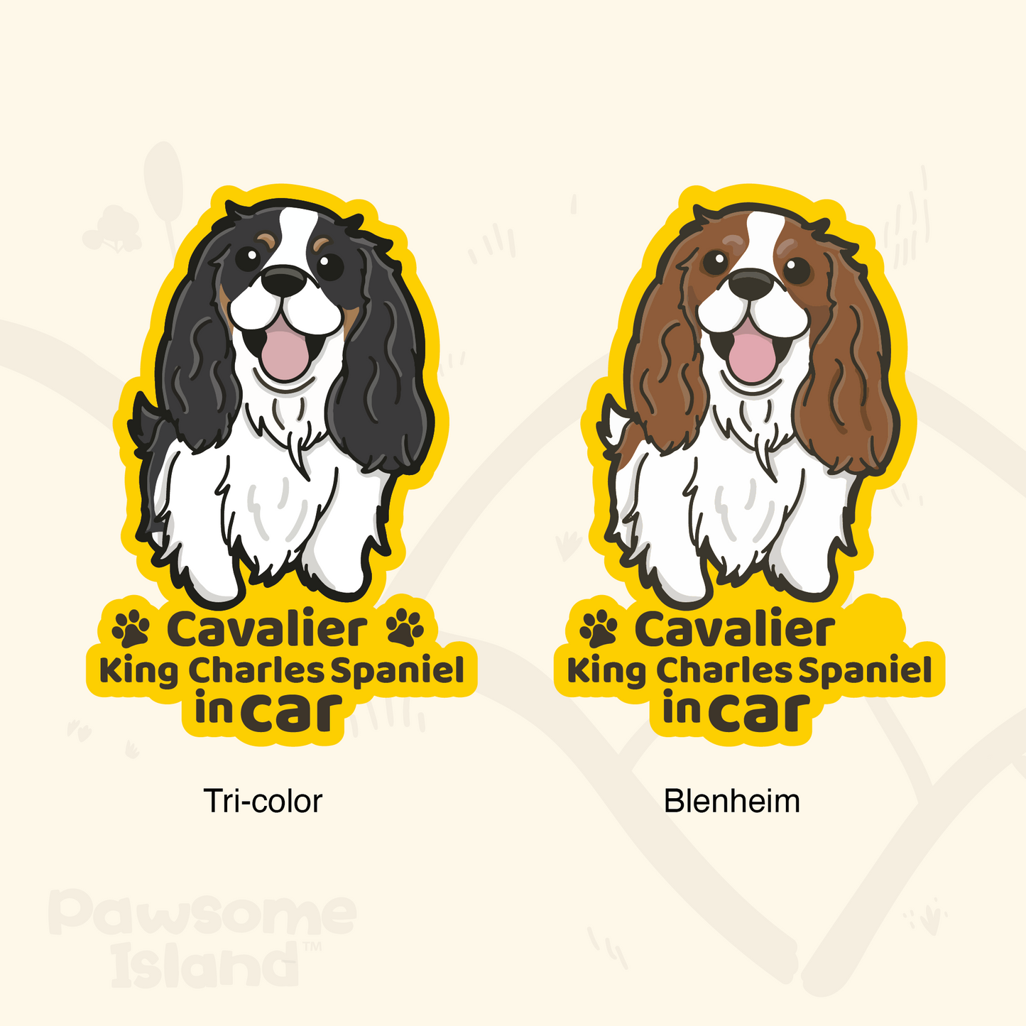 Cavalier King Charles Spaniel Car Sticker, Cavalier Cute Dog Vinyl Sticker, Sticks On The Inside Facing Out