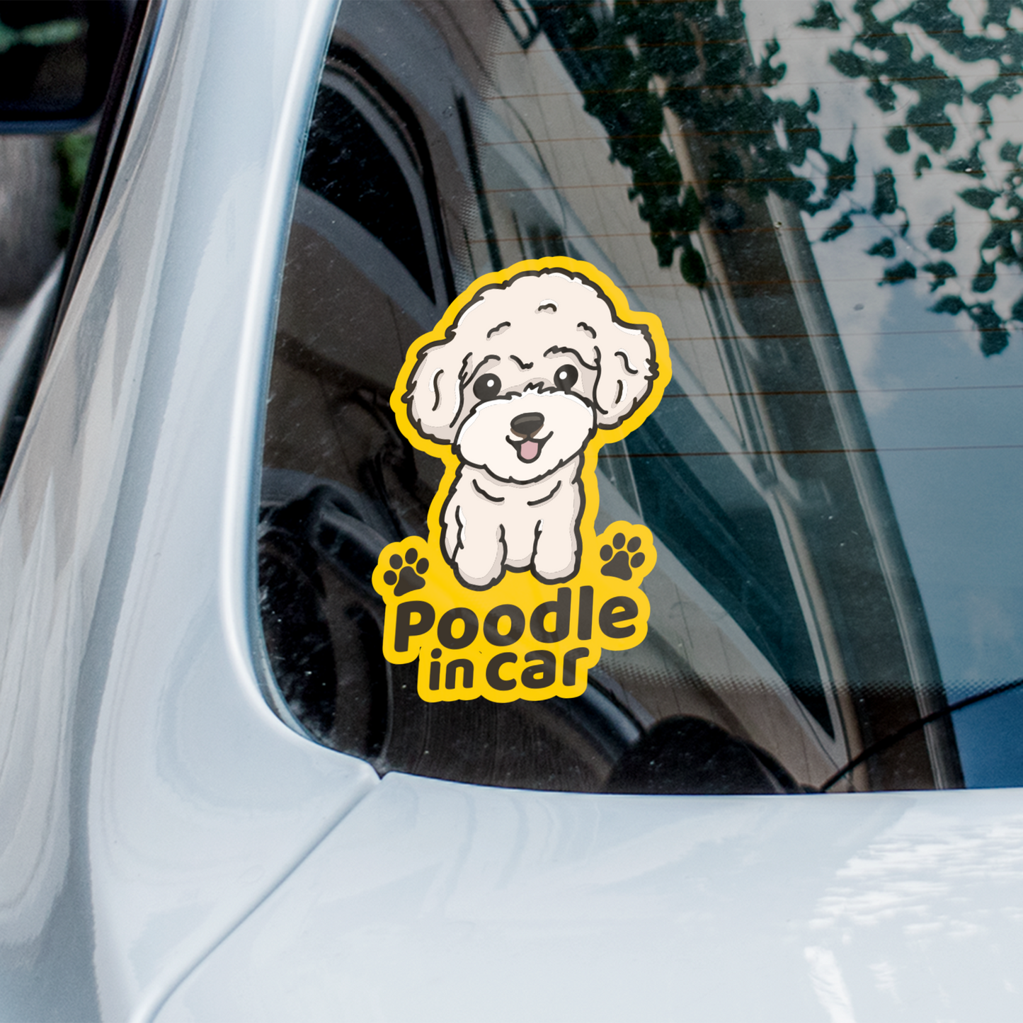 Poodle in car 貴婦狗汽車貼紙（車內反貼）